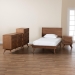 Baxton Studio Melora Mid-Century Modern Walnut Brown Finished Wood and Rattan Twin Size 4-Piece Bedroom Set - MG0004-Ash Walnut-Twin 4PC Bedroom Set