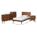 Baxton Studio Melora Mid-Century Modern Walnut Brown Finished Wood and Rattan Twin Size 4-Piece Bedroom Set - MG0004-Ash Walnut-Twin 4PC Bedroom Set