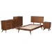 Baxton Studio Melora Mid-Century Modern Walnut Brown Finished Wood and Rattan Twin Size 4-Piece Bedroom Set - MG0004-Ash Walnut-Twin 4PC Bedroom Set