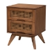 Baxton Studio Melora Mid-Century Modern Walnut Brown Finished Wood and Rattan Twin Size 4-Piece Bedroom Set - MG0004-Ash Walnut-Twin 4PC Bedroom Set