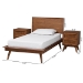 Baxton Studio Melora Mid-Century Modern Walnut Brown Finished Wood and Rattan Twin Size 3-Piece Bedroom Set - MG0004-Ash Walnut-Twin 3PC Bedroom Set