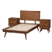 Baxton Studio Melora Mid-Century Modern Walnut Brown Finished Wood and Rattan Twin Size 3-Piece Bedroom Set - MG0004-Ash Walnut-Twin 3PC Bedroom Set