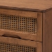 Baxton Studio Melora Mid-Century Modern Walnut Brown Finished Wood and Rattan Twin Size 3-Piece Bedroom Set - MG0004-Ash Walnut-Twin 3PC Bedroom Set