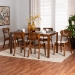 Baxton Studio Jeriah Mid-Century Modern Walnut Brown Finished Wood and Woven Rattan 7-Piece Dining Set - RH253C-Walnut Rattan-Rectangle-7PC Dining Set