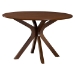 Baxton Studio Giuliana Mid-Century Modern Walnut Brown Finished Wood and Woven Rattan 7-Piece Dining Set - RH253C-Walnut Rattan-Round-7PC Dining Set