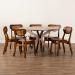 Baxton Studio Giuliana Mid-Century Modern Walnut Brown Finished Wood and Woven Rattan 7-Piece Dining Set - RH253C-Walnut Rattan-Round-7PC Dining Set