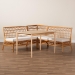 bali & pari Adora Modern Bohemian Honey Rattan 4-Piece Dining Nook Set - Adora-4PC Dining Nook Set