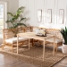 bali & pari Adora Modern Bohemian Honey Rattan 4-Piece Dining Nook Set - Adora-4PC Dining Nook Set
