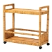 bali & pari Genet Modern Bohemian Natural Brown Rattan and Teak Wood 2-Tier Kitchen Cart