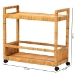 bali & pari Genet Modern Bohemian Natural Brown Rattan and Teak Wood 2-Tier Kitchen Cart - DCWH10014-Rous-Natural Rattan-Cart