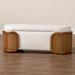 Baxton Studio Basira Japandi Cream Boucle Fabric Storage Bench with Woven Rattan - BBT5489-Maya Cream-Bench