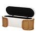 Baxton Studio Basira Japandi Cream Boucle Fabric Storage Bench with Woven Rattan - BBT5489-Maya Cream-Bench