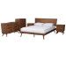 Baxton Studio Melora Mid-Century Modern Walnut Brown Finished Wood and Rattan Full Size 5-Piece Bedroom Set