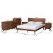 Baxton Studio Melora Mid-Century Modern Walnut Brown Finished Wood and Rattan Full Size 5-Piece Bedroom Set - MG0004-Ash Walnut-Full 5PC Bedroom Set