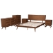 Baxton Studio Melora Mid-Century Modern Walnut Brown Finished Wood and Rattan Full Size 5-Piece Bedroom Set - MG0004-Ash Walnut-Full 5PC Bedroom Set