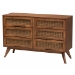 Baxton Studio Melora Mid-Century Modern Walnut Brown Finished Wood and Rattan Full Size 5-Piece Bedroom Set - MG0004-Ash Walnut-Full 5PC Bedroom Set