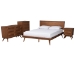 Baxton Studio Melora Mid-Century Modern Walnut Brown Finished Wood and Rattan Full Size 4-Piece Bedroom Set
