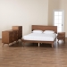 Baxton Studio Melora Mid-Century Modern Walnut Brown Finished Wood and Rattan Full Size 4-Piece Bedroom Set - MG0004-Ash Walnut-Full 4PC Bedroom Set