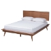 Baxton Studio Melora Mid-Century Modern Walnut Brown Finished Wood and Rattan Full Size 4-Piece Bedroom Set - MG0004-Ash Walnut-Full 4PC Bedroom Set