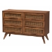 Baxton Studio Melora Mid-Century Modern Walnut Brown Finished Wood and Rattan Full Size 4-Piece Bedroom Set - MG0004-Ash Walnut-Full 4PC Bedroom Set