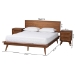 Baxton Studio Melora Mid-Century Modern Walnut Brown Finished Wood and Rattan Full Size 3-Piece Bedroom Set - MG0004-Ash Walnut-Full 3PC Bedroom Set