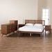 Baxton Studio Nura Mid-Century Modern Walnut Brown Finished Wood and Rattan Full Size 5-Piece Bedroom Set - Nura-Ash Walnut Rattan-Full 5PC Bedroom Set