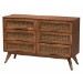 Baxton Studio Nura Mid-Century Modern Walnut Brown Finished Wood and Rattan Full Size 5-Piece Bedroom Set - Nura-Ash Walnut Rattan-Full 5PC Bedroom Set