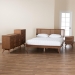 Baxton Studio Nura Mid-Century Modern Walnut Brown Finished Wood and Rattan Full Size 4-Piece Bedroom Set - Nura-Ash Walnut Rattan-Full 4PC Bedroom Set