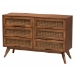 Baxton Studio Nura Mid-Century Modern Walnut Brown Finished Wood and Rattan Full Size 4-Piece Bedroom Set - Nura-Ash Walnut Rattan-Full 4PC Bedroom Set
