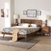 Baxton Studio Nura Mid-Century Modern Walnut Brown Finished Wood and Rattan King Size 3-Piece Bedroom Set - Nura-Ash Walnut Rattan-King 3PC Bedroom Set