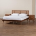 Baxton Studio Nura Mid-Century Modern Walnut Brown Finished Wood and Rattan Full Size 3-Piece Bedroom Set - Nura-Ash Walnut Rattan-Full 3PC Bedroom Set