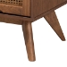 Baxton Studio Nura Mid-Century Modern Walnut Brown Finished Wood and Rattan Full Size 3-Piece Bedroom Set - Nura-Ash Walnut Rattan-Full 3PC Bedroom Set
