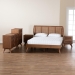 Baxton Studio Asami Mid-Century Modern Walnut Brown Finished Wood and Woven Rattan Full Size 5-Piece Bedroom Set - Asami-Ash Walnut Rattan-Full 5PC Bedroom Set