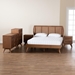 Baxton Studio Asami Mid-Century Modern Walnut Brown Finished Wood and Woven Rattan King Size 5-Piece Bedroom Set - Asami-Ash Walnut Rattan-King 5PC Bedroom Set