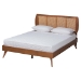 Baxton Studio Asami Mid-Century Modern Walnut Brown Finished Wood and Woven Rattan Full Size 5-Piece Bedroom Set - Asami-Ash Walnut Rattan-Full 5PC Bedroom Set