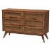 Baxton Studio Asami Mid-Century Modern Walnut Brown Finished Wood and Woven Rattan Full Size 5-Piece Bedroom Set - Asami-Ash Walnut Rattan-Full 5PC Bedroom Set