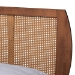 Baxton Studio Asami Mid-Century Modern Walnut Brown Finished Wood and Woven Rattan Full Size 5-Piece Bedroom Set - Asami-Ash Walnut Rattan-Full 5PC Bedroom Set
