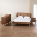 Baxton Studio Asami Mid-Century Modern Walnut Brown Finished Wood and Woven Rattan Full Size 4-Piece Bedroom Set - Asami-Ash Walnut Rattan-Full 4PC Bedroom Set