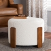 Baxton Studio Finlay Modern Japandi Cream Boucle Fabric and Walnut Brown Finished Wood Ottoman Footstool - BBT5487-Walnut/Maya Cream-Stool