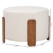Baxton Studio Finlay Modern Japandi Cream Boucle Fabric and Walnut Brown Finished Wood Ottoman Footstool - BBT5487-Walnut/Maya Cream-Stool