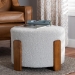Baxton Studio Finlay Modern Japandi Light Grey Boucle Fabric and Walnut Brown Finished Wood Ottoman Footstool - BBT5487-Walnut/Maya Sky Grey-Stool