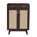 Baxton Studio Giancarlo Mid-Century Modern Espresso Brown Wood 2-Door Shoe Cabinet with Rattan Door - LV46 SC4615WI-Modi Wenge-Rattan-Shoe Cabinet