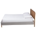 Baxton Studio Rosita Mid-Century Modern Transitional Light Grey Velvet Fabric and Walnut Brown Finished Wood Queen Size Platform Bed - BBT61162-Rattan-Queen