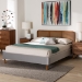 Baxton Studio Rosita Mid-Century Modern Transitional Light Grey Velvet Fabric and Walnut Brown Finished Wood Queen Size Platform Bed - BBT61162-Rattan-Queen