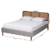 Baxton Studio Rosita Mid-Century Modern Transitional Light Grey Velvet Fabric and Walnut Brown Finished Wood Queen Size Platform Bed - BBT61162-Rattan-Queen