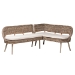 bali & pari Raisa Modern Bohemian Greywashed Seagrass and Acacia Wood 2-Piece Dining Nook Banquette Set