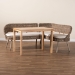 Baxton Studio Raisa Modern Bohemian Natural Kubu Rattan Bench and Wood Table 3-Piece Dining Nook Set - Mona Kubu-Grey/Natural/Light Brown-3PC Dining Set
