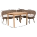 Baxton Studio Raisa Modern Bohemian Natural Kubu Rattan Bench and Wood Table 3-Piece Dining Nook Set - Mona Kubu-Grey/Natural/Light Brown-3PC Dining Set