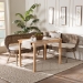 Baxton Studio Raisa Modern Bohemian Natural Kubu Rattan Bench and Wood Table 3-Piece Dining Nook Set - Mona Kubu-Grey/Natural/Light Brown-3PC Dining Set
