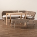 Baxton Studio Raisa Modern Bohemian Natural Kubu Rattan Bench and Wood Table 4-Piece Dining Nook Set - Mona Kubu-Grey/Natural/Light Brown-4PC Dining Set